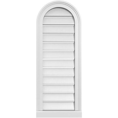 Ekena Millwork Round Top Surface Mount PVC Gable Vent: Functional, w/ 2"W x 2"P Brickmould Sill Frame, 14"W x 36"H GVPRT14X3603SF